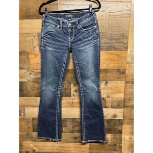 Silver Jeans Co Aiko Bootcut Dark Wash Denim Jeans Contrast Stitch W28